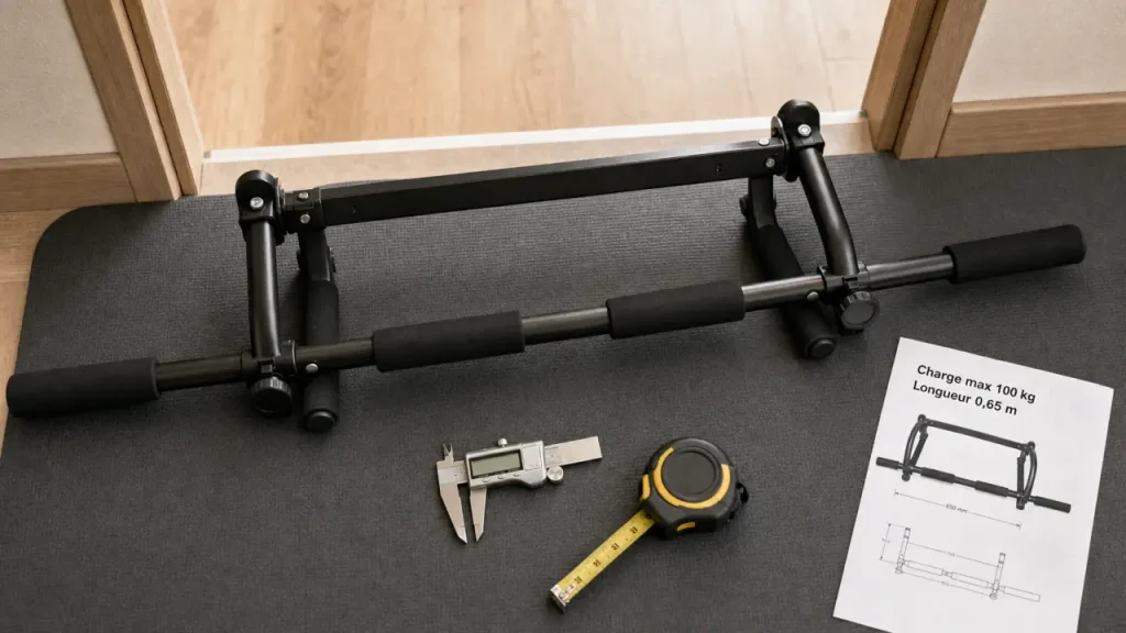 Barre de traction intersport pour porte ou mur, 100 kg max, prises 28 mm
