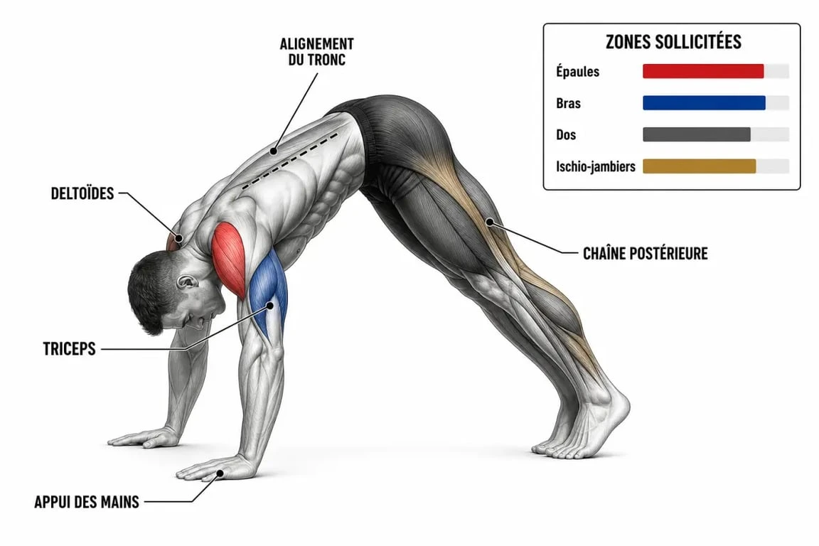 Anatomie et muscles sollicités lors d'un pike push up