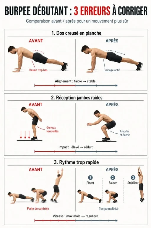 Burpees débutant : erreurs fréquentes et corrections