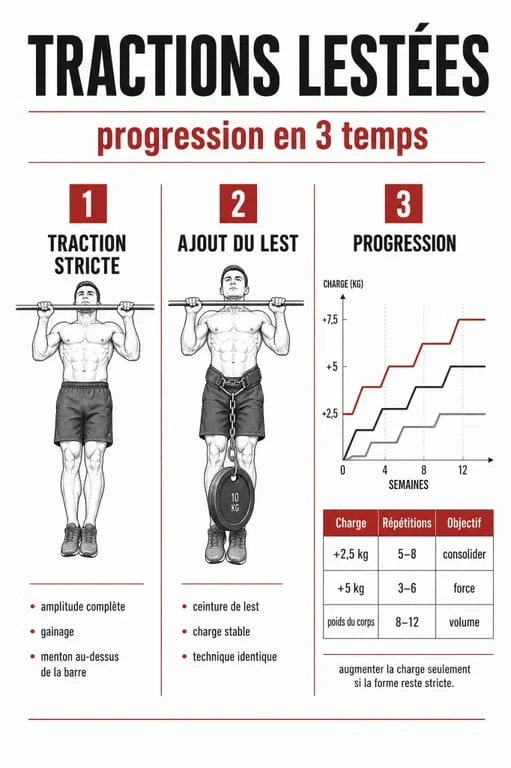Tractions lestées : progression, ceinture de lest et repères de charge