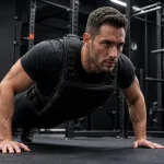Gilet lesté noir avec poids amovibles en salle de sport