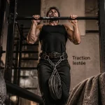 traction lesté sur barre fixe, 8 à 10 reps strictes
