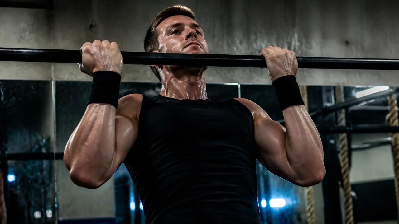 Traction pronation : menton au-dessus de la barre fixe