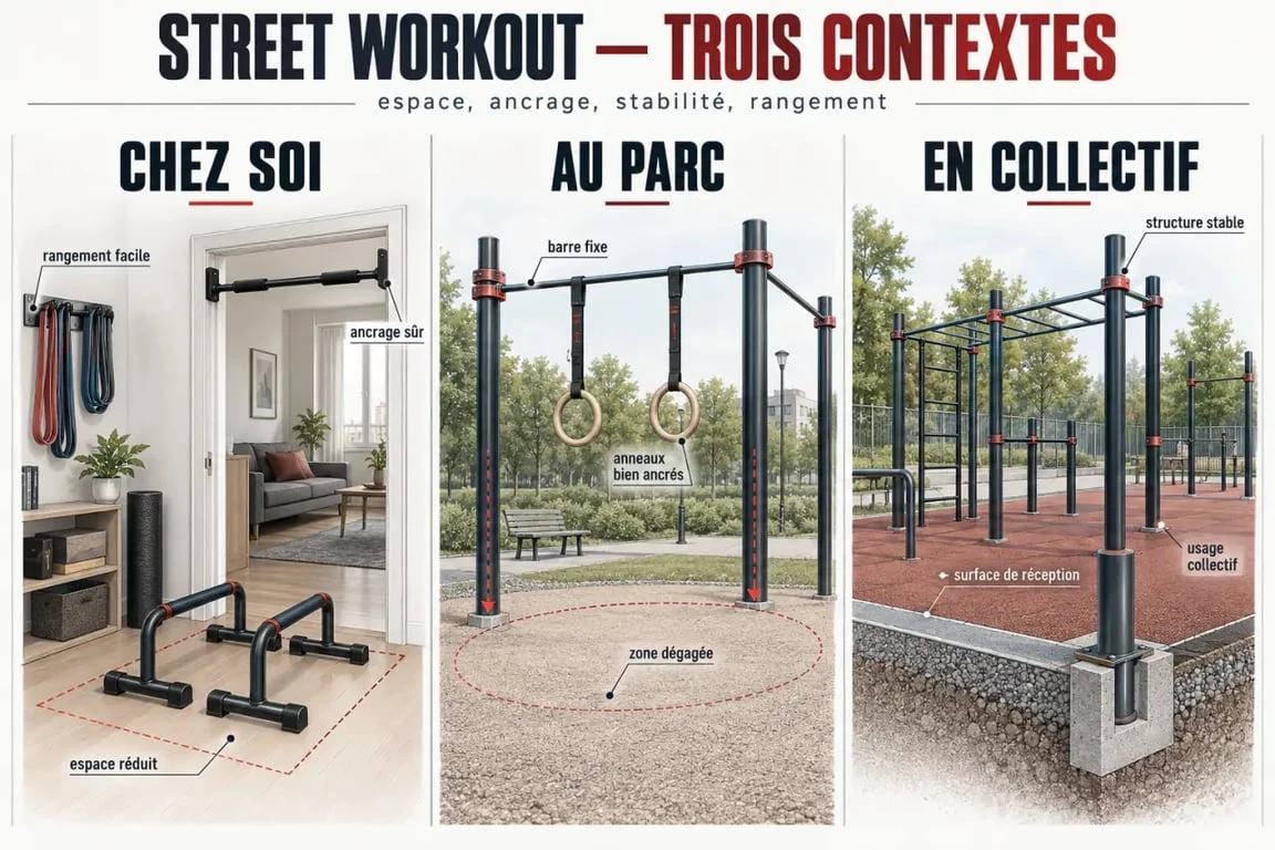 Trois setups de matériel street workout pour la maison, le parc et la collectivité