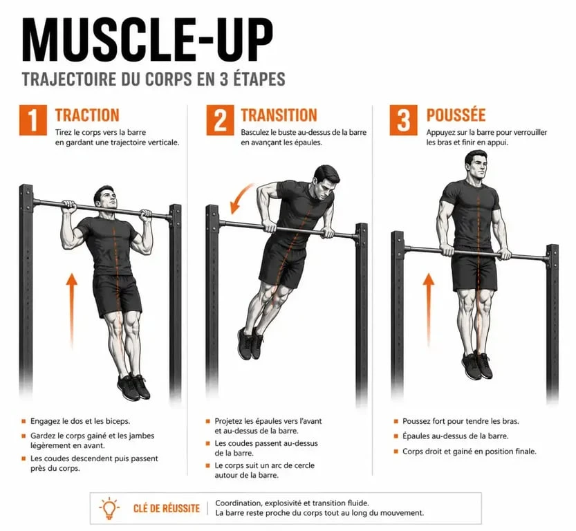 Les trois phases techniques du muscle-up