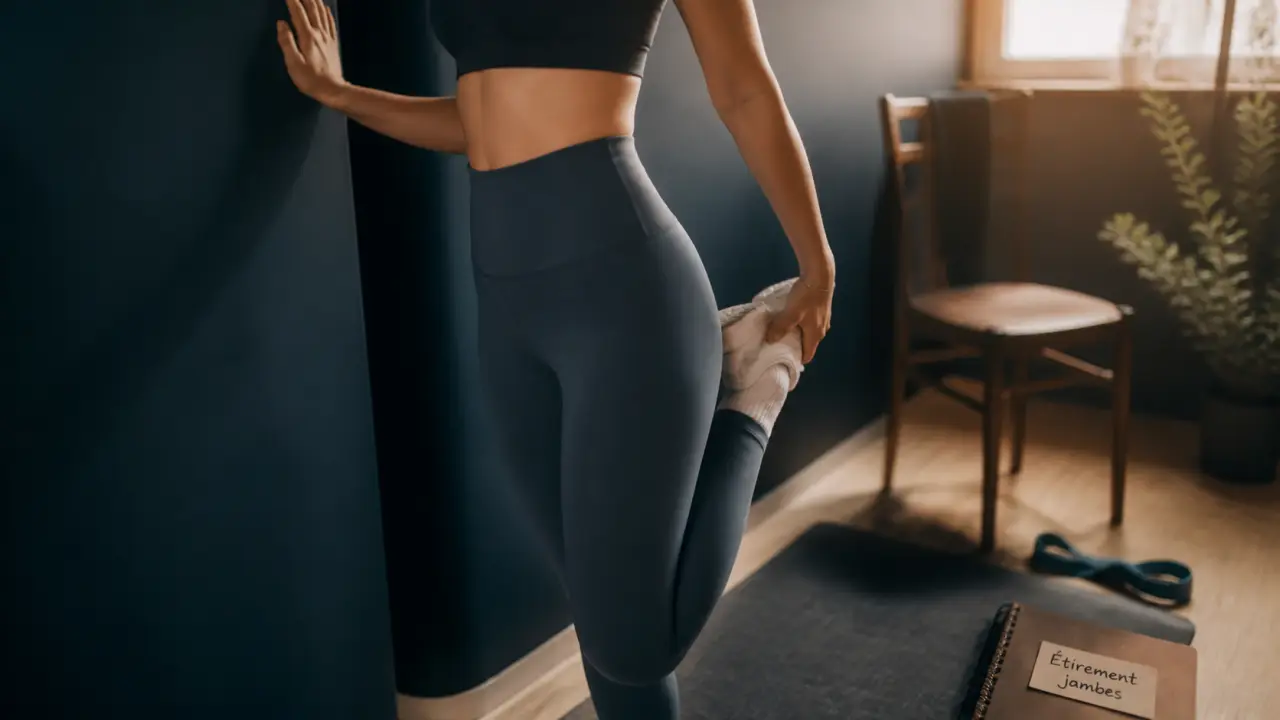 Etirement des jambes : étirement des quadriceps près d’un mur
