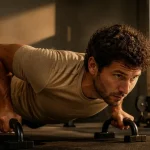 Exercice pour le haut du corps : pompe au sol, studio sport
