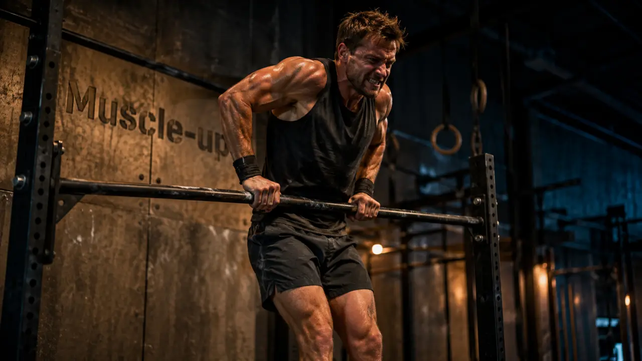 muscleup strict sur barre fixe en salle crossfit