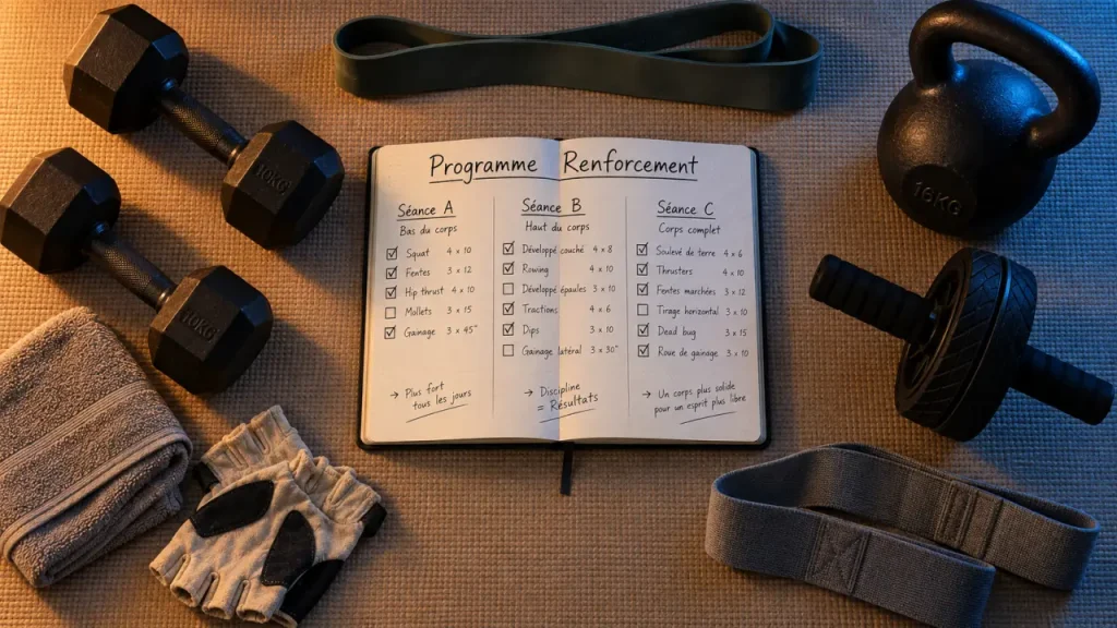 Programme renforcement musculaire 3 séances A B C