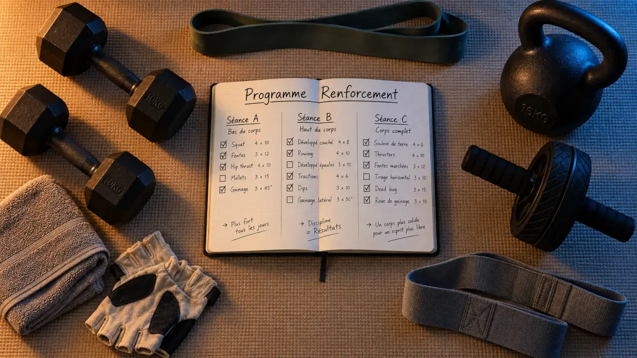 Programme renforcement musculaire 3 séances A B C