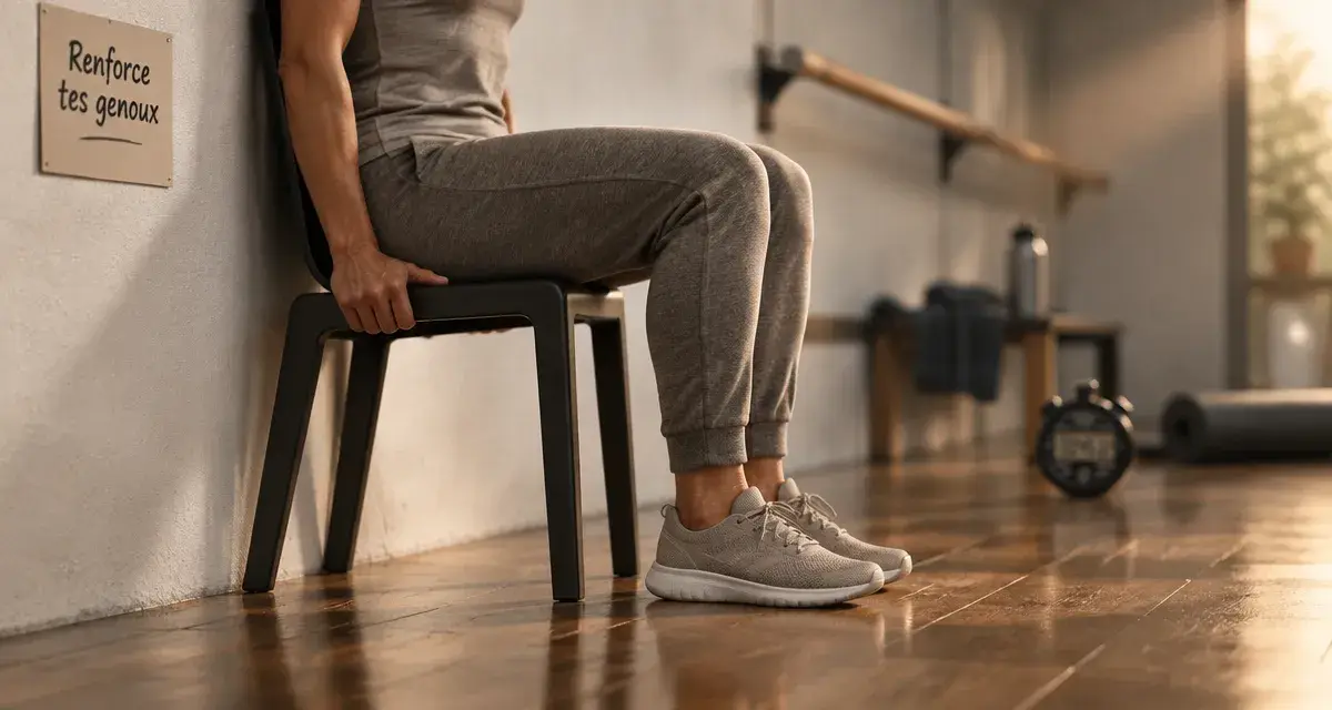 Genoux exercices chaise contre mur, renforce tes genoux