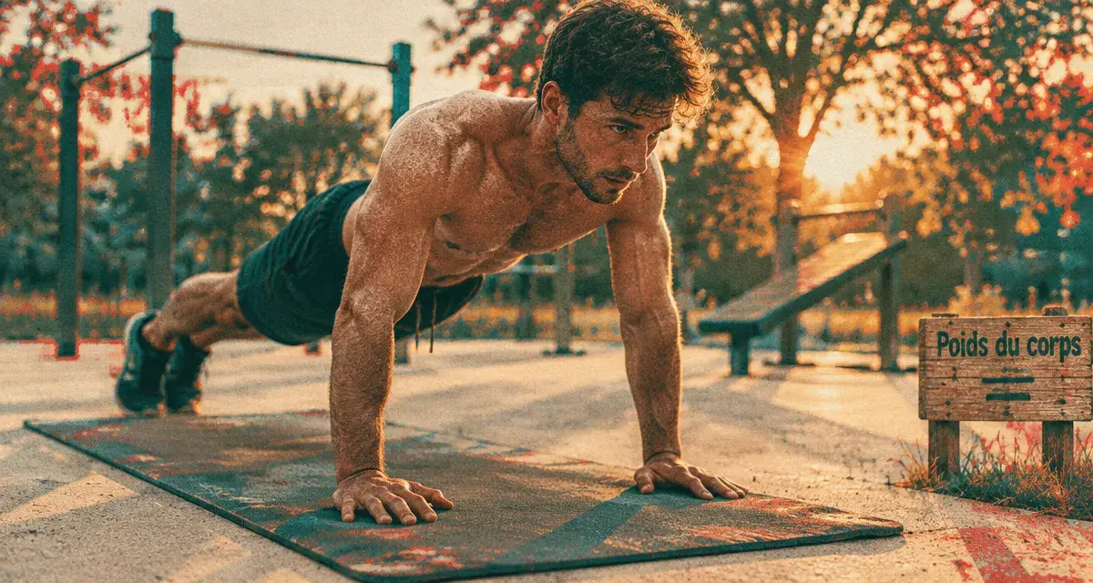 Poids de corps : planche gainée sur tapis, tempo et variantes