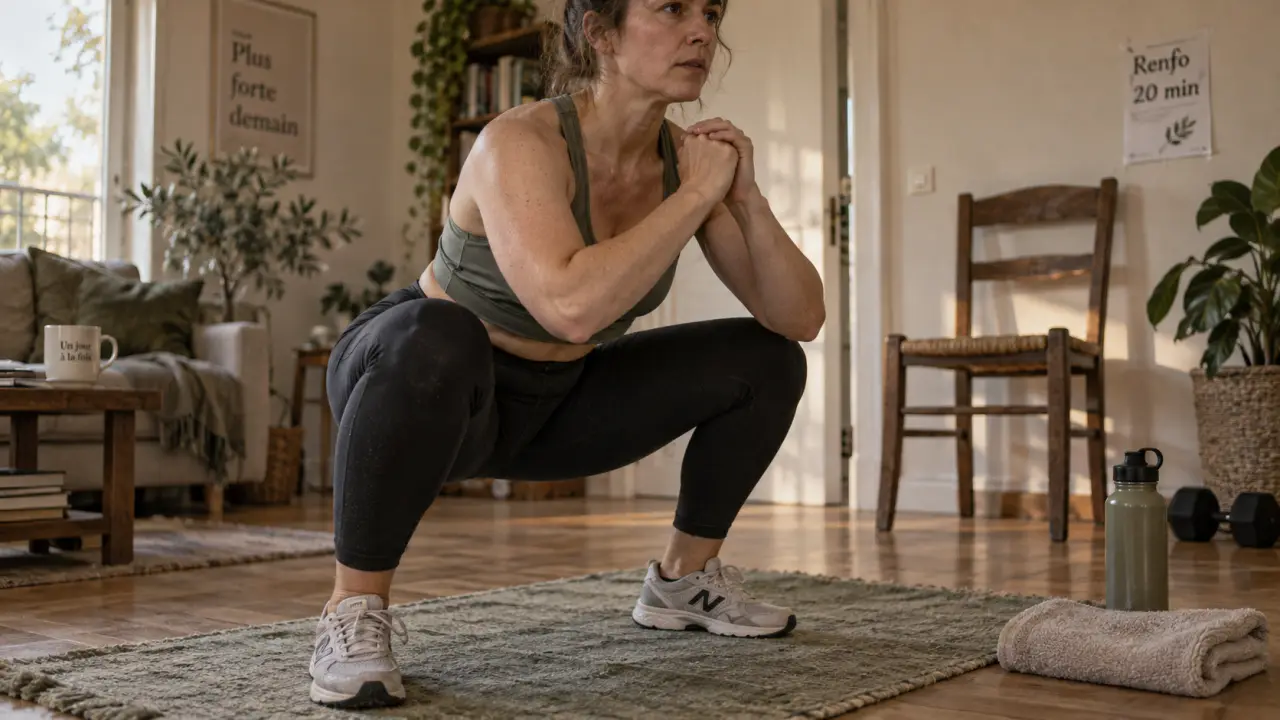 Renforcement musculaire à la maison : squat 20 minutes sans matériel
